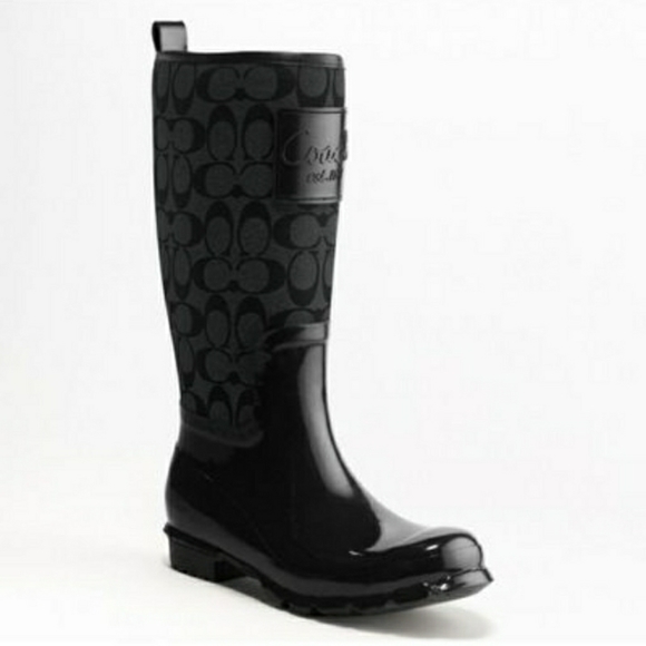 Coach Pearl black signature "C" rain boots size 7